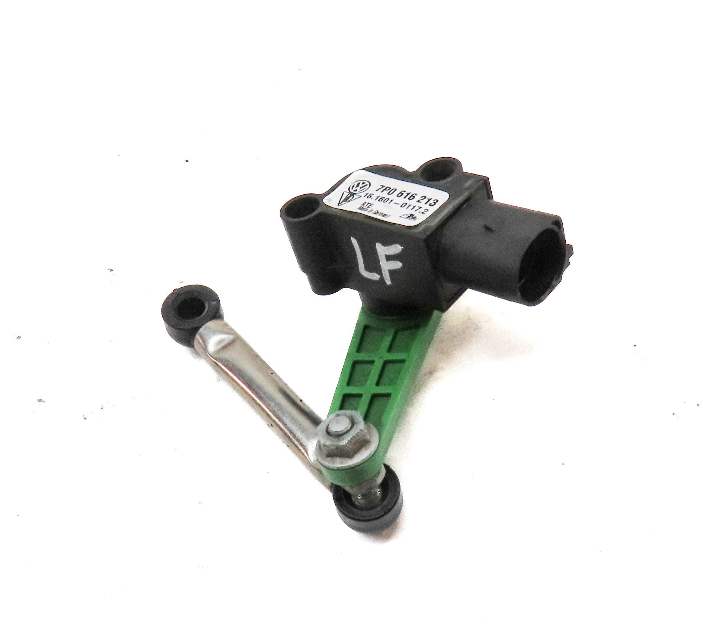 14 PORSCHE CAYENNE (958) FRONT LEFT DRIVER SUSPENSION HEIGHT LEVEL SENSOR MODULE — exact item pictured